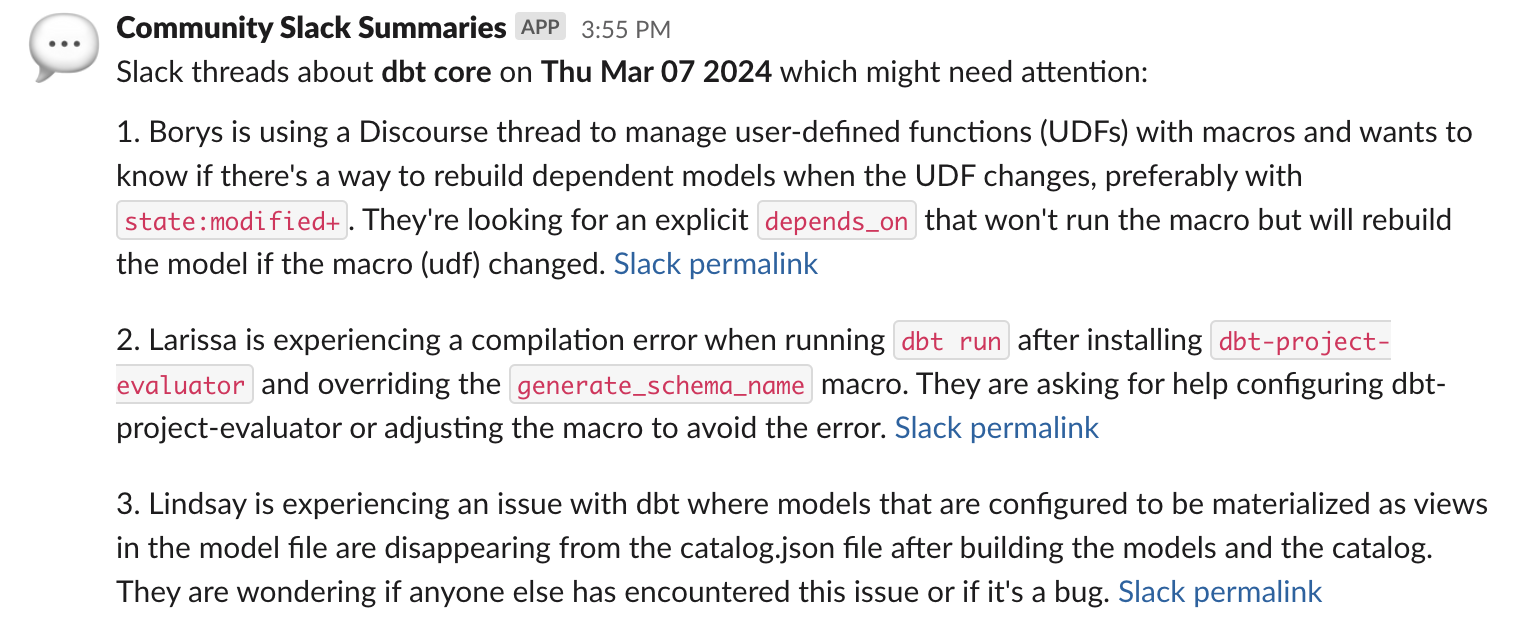 An example of some summarized threads for review (lightly edited for anonymity). An example of some summarized threads for review (lightly edited for anonymity).